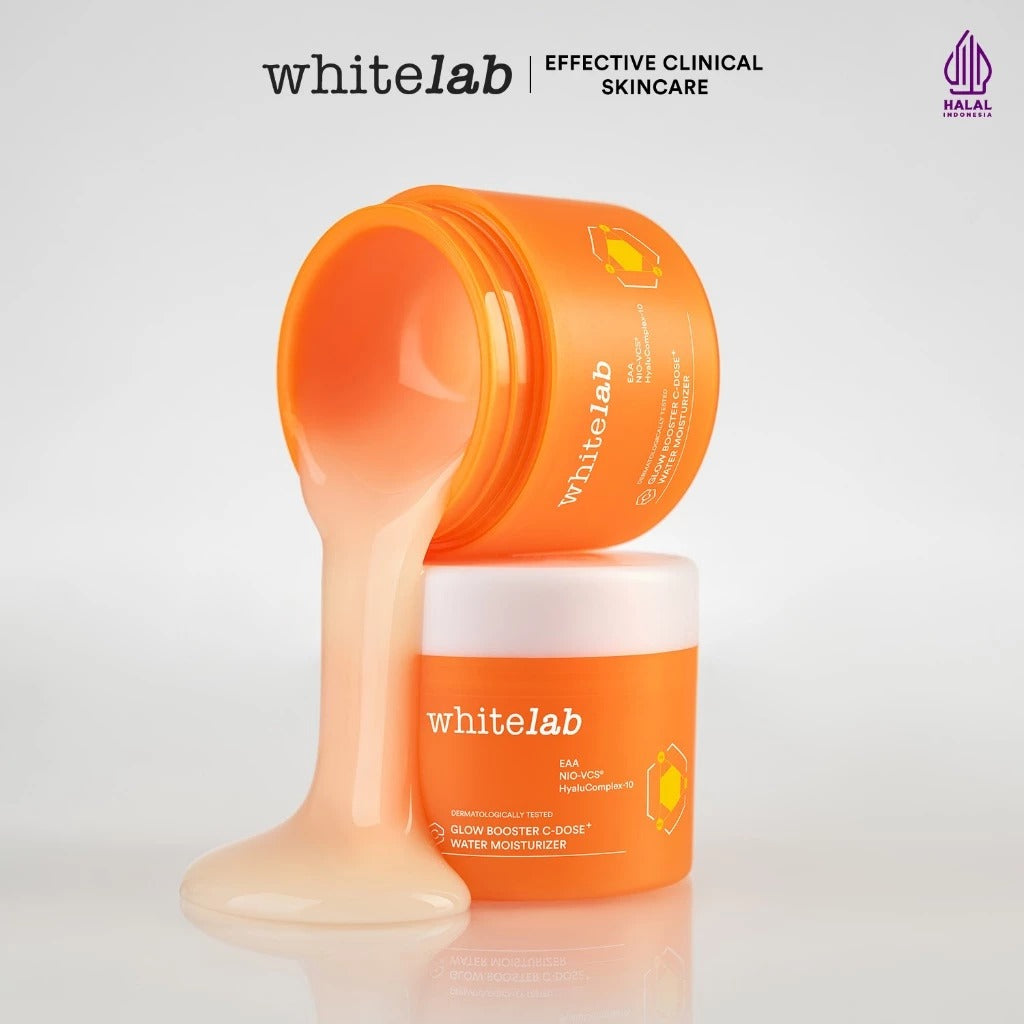 Whitelab Glow Booster C-Dose+ Water Moisturizer - Pelembap Pencerah Wajah, Menghidrasi dengan Hyaluronic & Tekstur Ringan