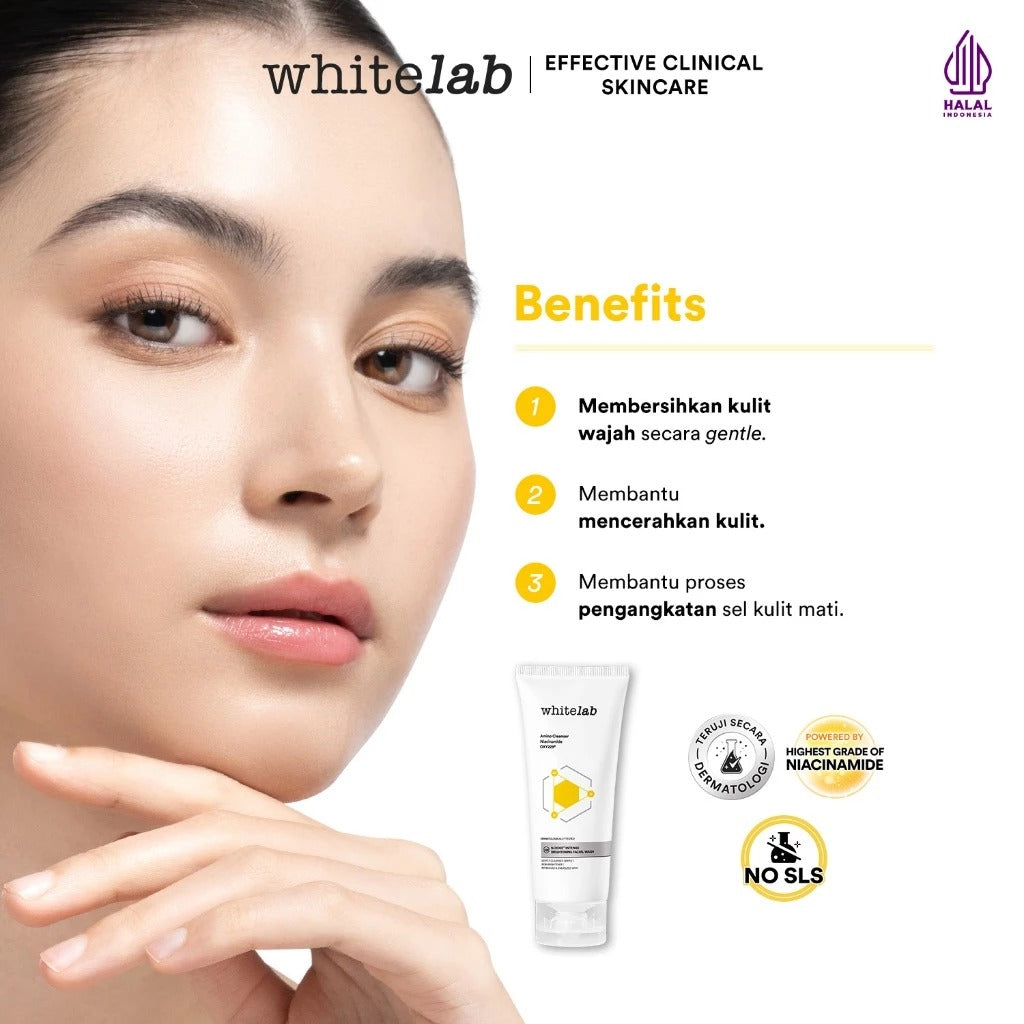 Whitelab Facial Wash Brightening - Sabun Cuci Muka Pembersih Pencerah N-Dose+ 2.0 dengan Amino Cleanser