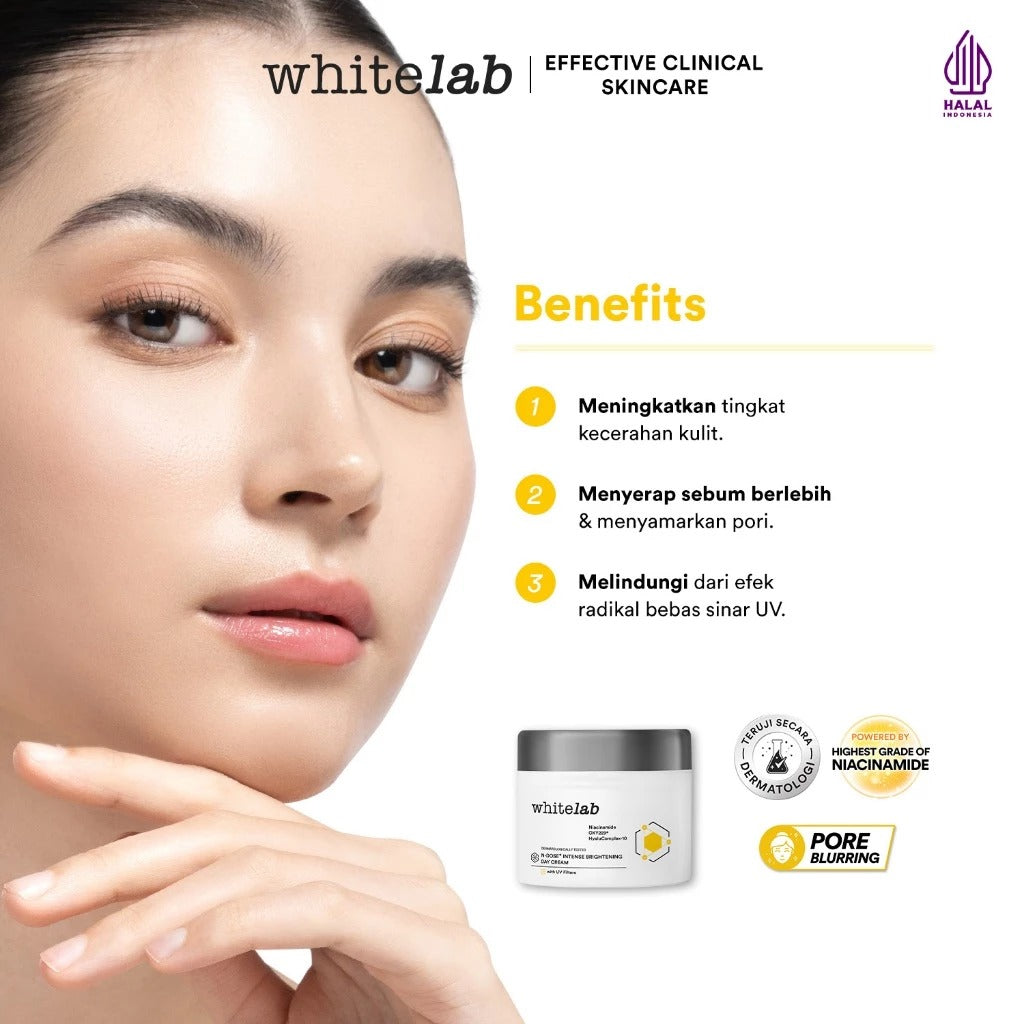 Whitelab Day Cream Brightening - Pelembap Krim Pagi Pencerah Wajah Untuk Kulit Oily N-Dose+ 2.0