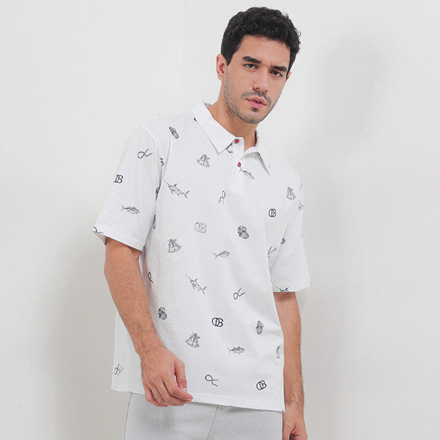 Obermain Pakaian Pria Polo Anchor In White