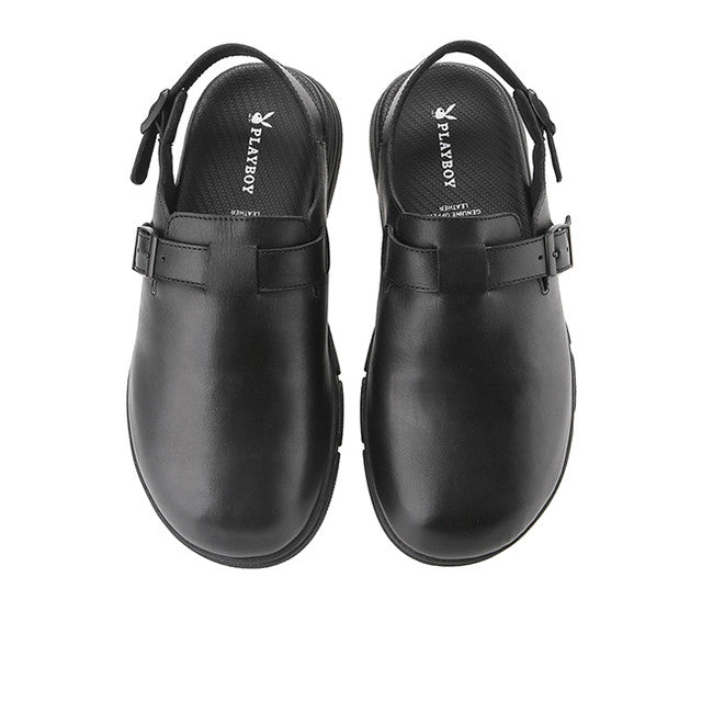 Playboy Sandal Pria Sling Back Jeremy Backstrap Clogs In Black