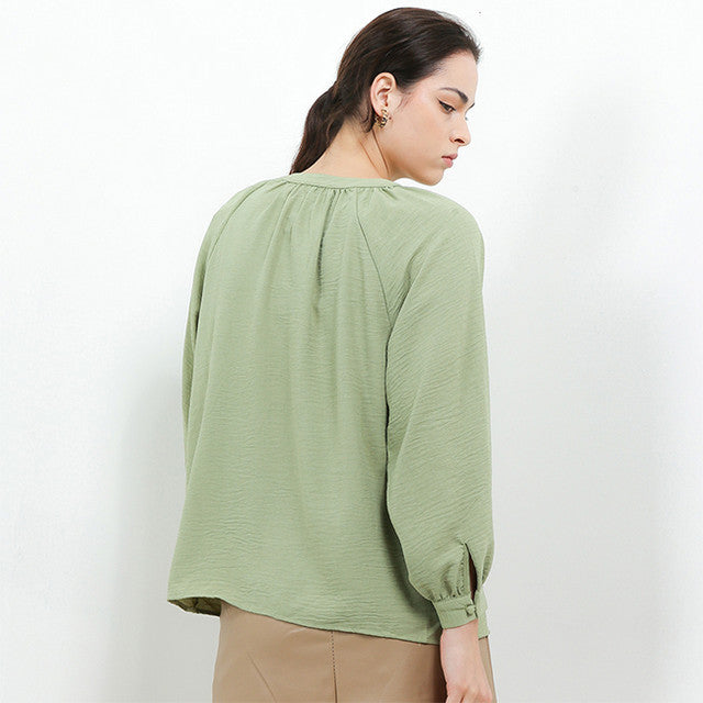 Hush Puppies Pakaian Wanita Blouse Thivi In Green
