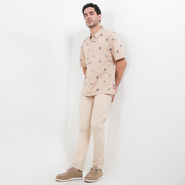 Obermain Pakaian Pria Polo Anchor In Khaki