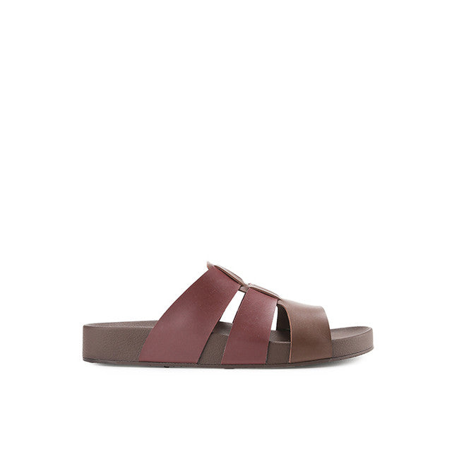 Johan Mule In Maroon/Dark Brown