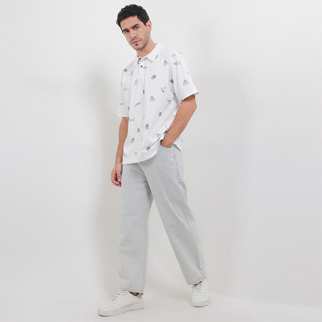 Obermain Pakaian Pria Polo Anchor In White