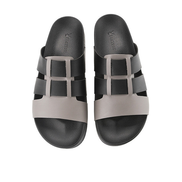 Playboy Sandal Pria Mules Johan Mule In Black/Dark Grey