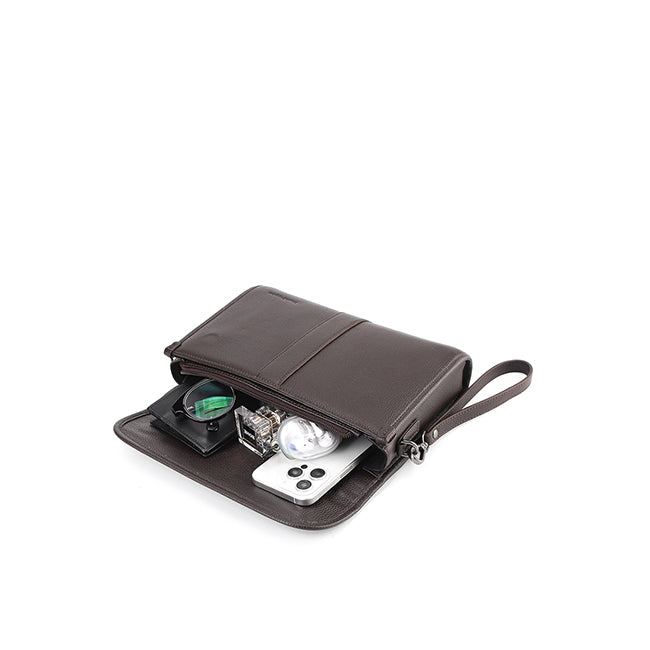 Tad Clutch / Messenger Bag In Dark Brown