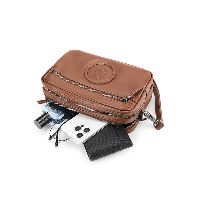 Hush Puppies Tas Pria Hp Vii Clutch / Messenger Bag In Brown