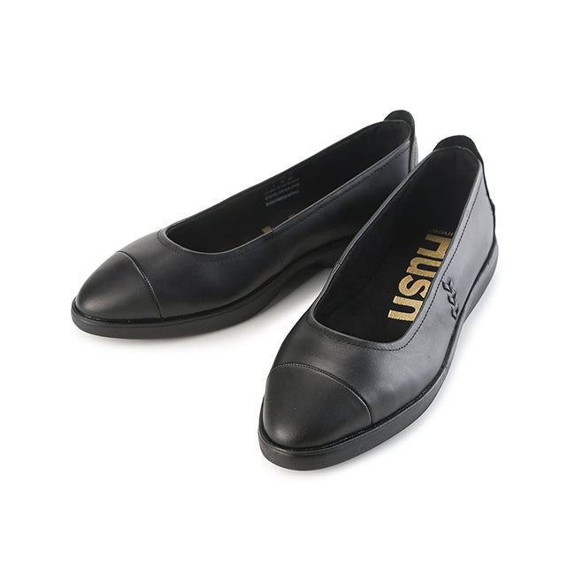 Hush Puppies Sepatu Wanita Flats Aura Ballet In Bold Black Leather