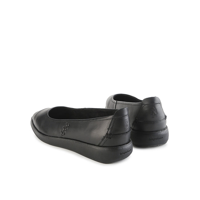 Hush Puppies Sepatu Wanita Flats Aura Ballet In Bold Black Leather