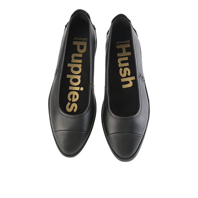 Hush Puppies Sepatu Wanita Flats Aura Ballet In Bold Black Leather