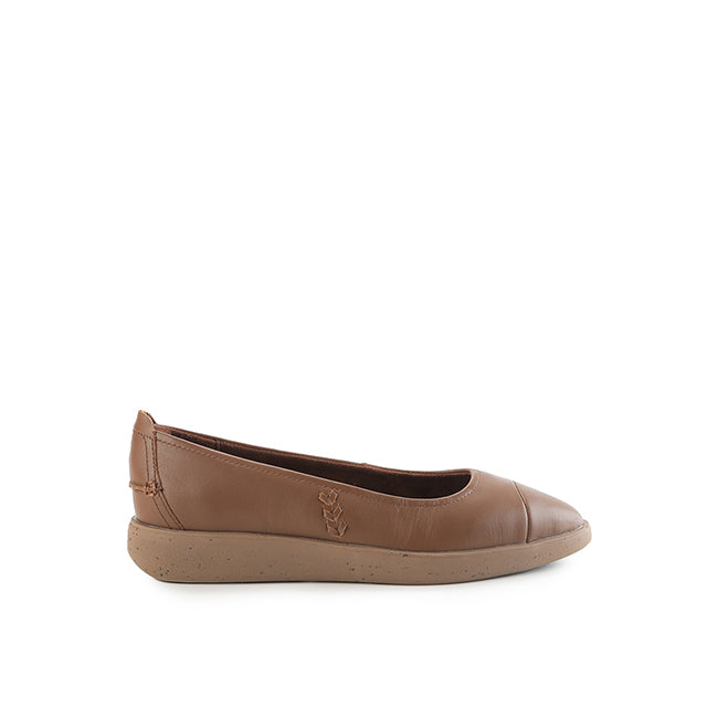 Hush Puppies Sepatu Wanita Flats Aura Ballet In Cognac Leather