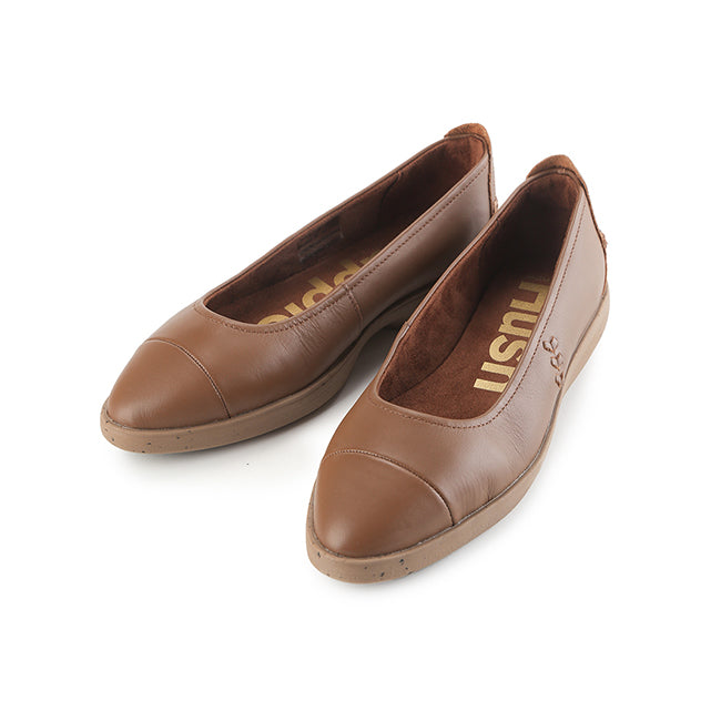 Hush Puppies Sepatu Wanita Flats Aura Ballet In Cognac Leather