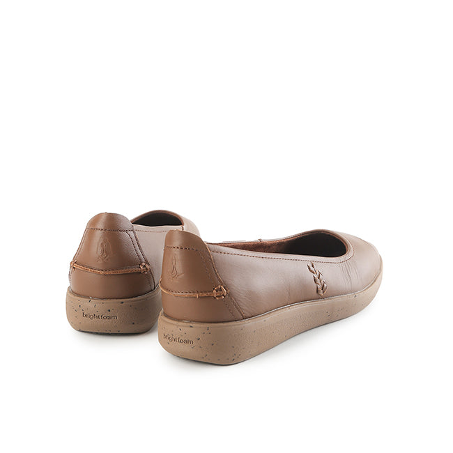 Hush Puppies Sepatu Wanita Flats Aura Ballet In Cognac Leather