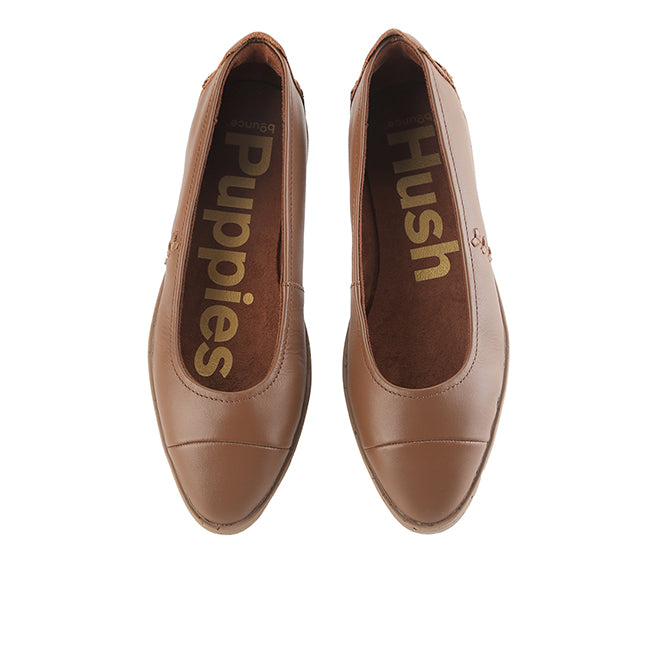 Hush Puppies Sepatu Wanita Flats Aura Ballet In Cognac Leather