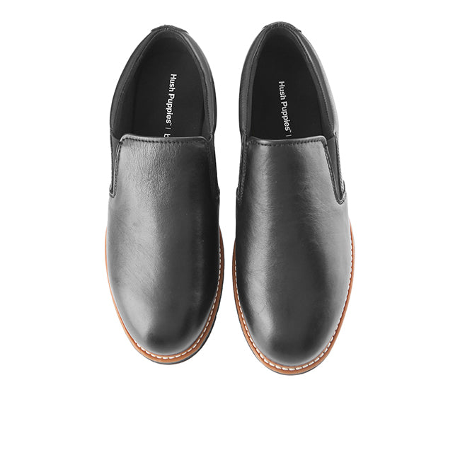 Hush Puppies Sepatu Pria Slip On Jenson Slip In Bold Black Leather