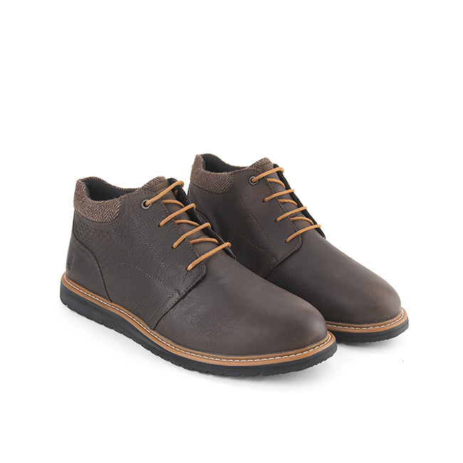 Hush Puppies Men Shoes Jenson Lace Boot In Dark Brown Leather