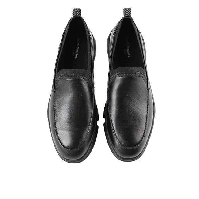 Hush Puppies Men Shoes Bennet Slipon In Bold Black Leather