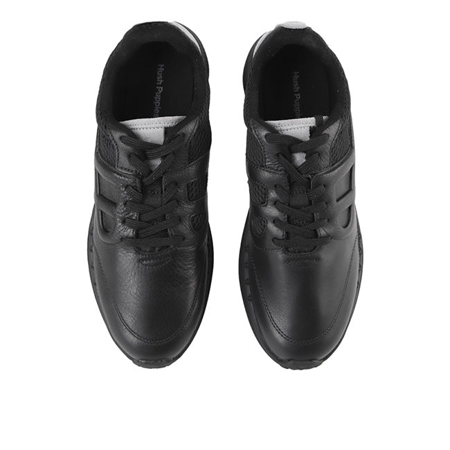 Hush Puppies Men Shoes Seventy8 Lthr Runner In Bold Black Leather