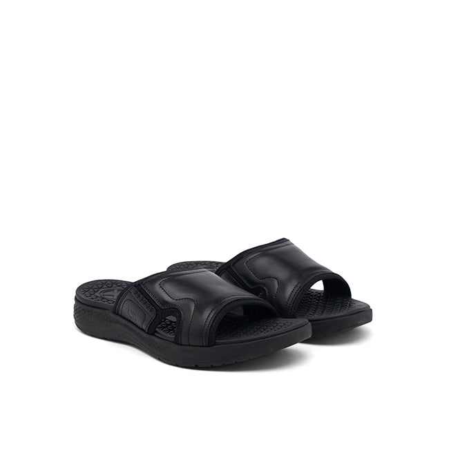 Hush Puppies Men Sandals Activate Band Slide In Bold Black Leather