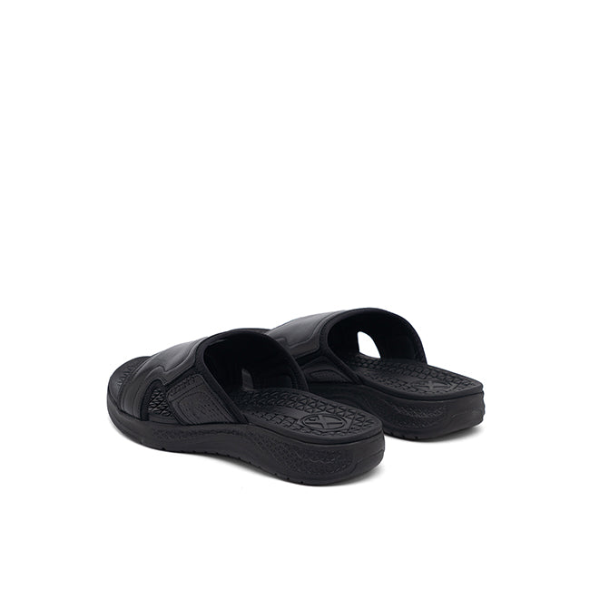 Hush Puppies Men Sandals Activate Band Slide In Bold Black Leather