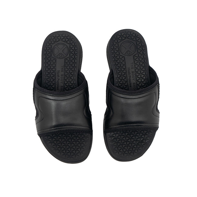 Hush Puppies Men Sandals Activate Band Slide In Bold Black Leather