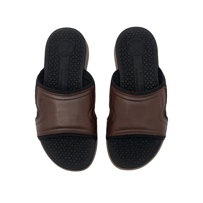 Hush Puppies Men Sandals Activate Band Slide In Dark Brown Leather