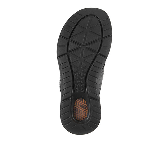Hush Puppies Men Sandals Activate Toepost In Bold Black Leather