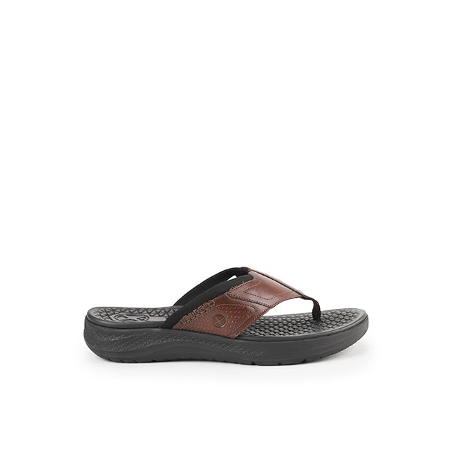 Hush Puppies Men Sandals Activate Toepost In Dark Brown Leather