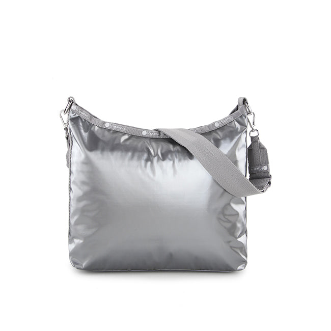 Medium Zip Shoulder In Gunmetal Gray Shine