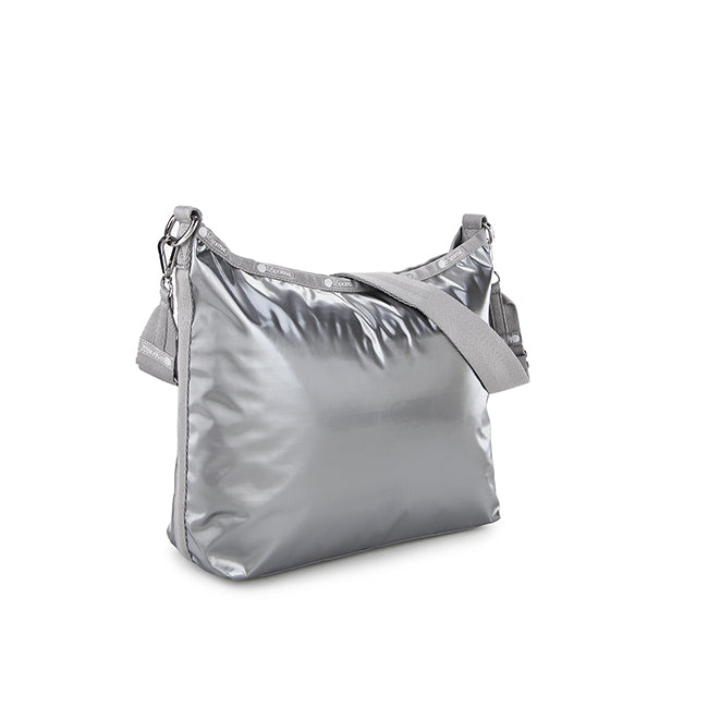 Medium Zip Shoulder In Gunmetal Gray Shine