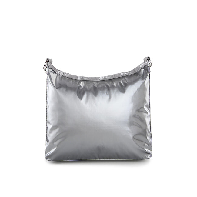 Medium Zip Shoulder In Gunmetal Gray Shine