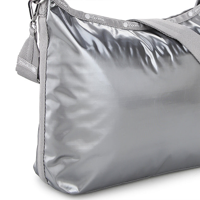 Medium Zip Shoulder In Gunmetal Gray Shine