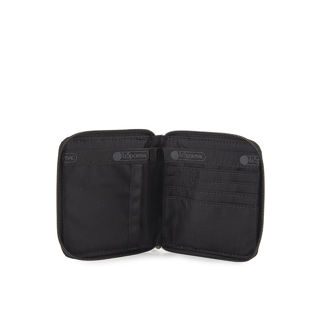 Compact Zip Wallet In Recycled Black