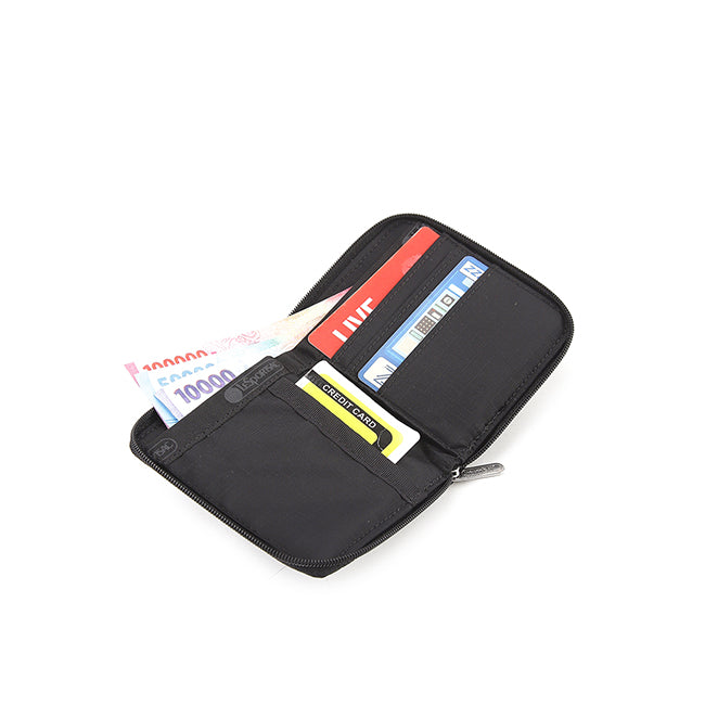 Compact Zip Wallet In Recycled Black