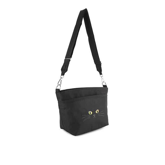 LeSportsac Unisex Small Bucket Bag In Black Cats Embroidery