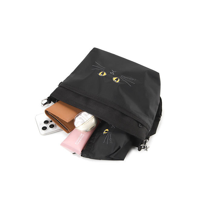 LeSportsac Unisex Small Bucket Bag In Black Cats Embroidery