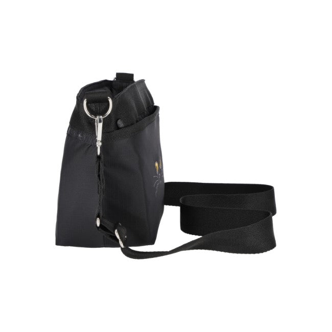 LeSportsac Unisex Small Bucket Bag In Black Cats Embroidery