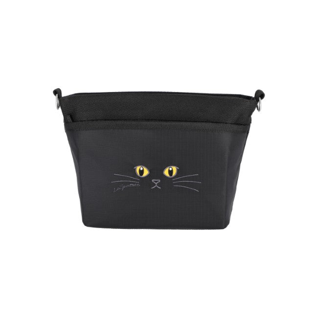 LeSportsac Unisex Small Bucket Bag In Black Cats Embroidery