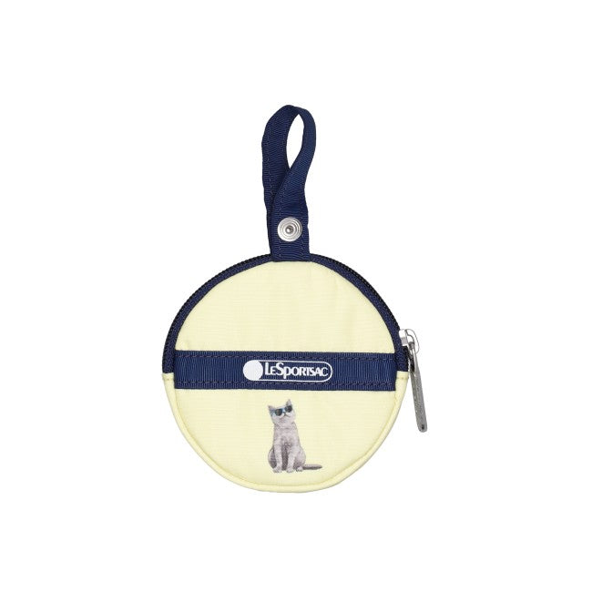 LeSportsac Unisex Pouch Mini Round Charm In Tropical Meow Cat Mrc