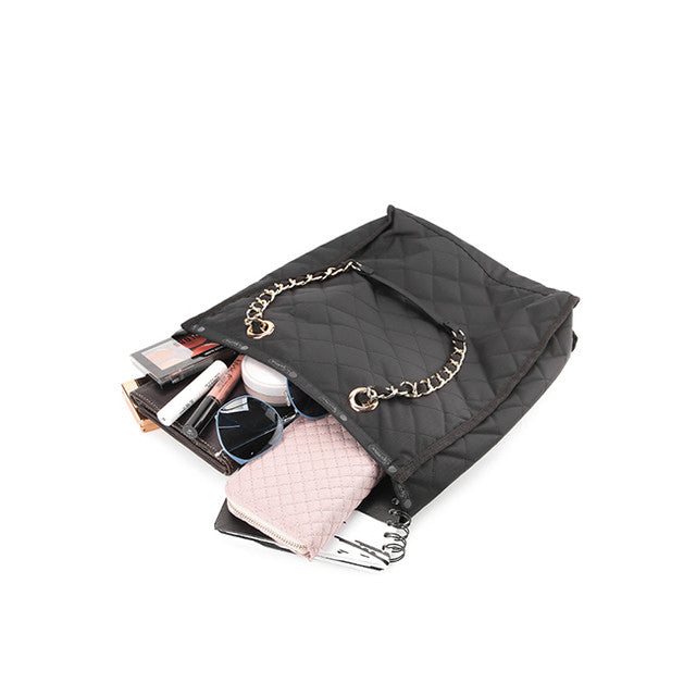 Chain N/S Tote In Black Chain Quilt