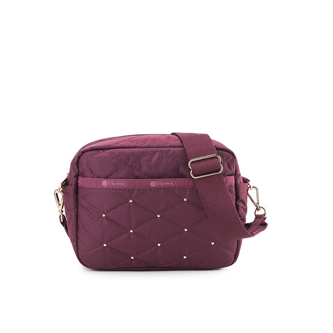 Deluxe Crossbody In Wine Quilt Studs