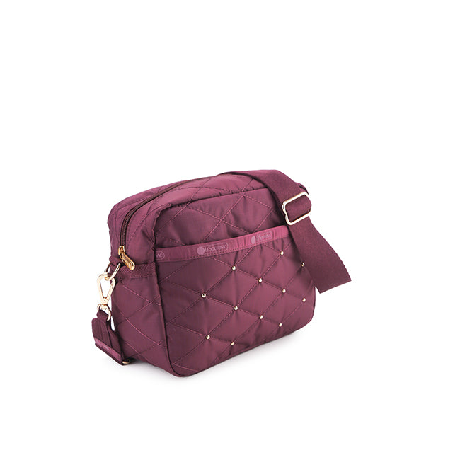 Deluxe Crossbody In Wine Quilt Studs
