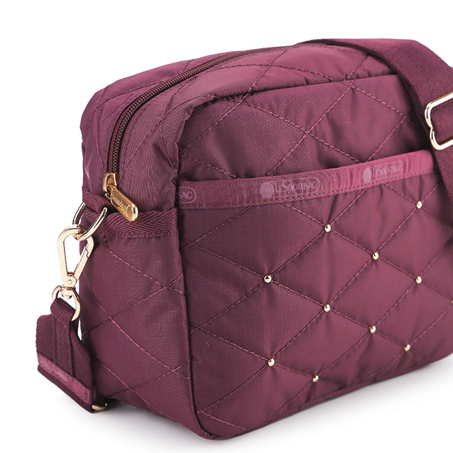 Deluxe Crossbody In Wine Quilt Studs