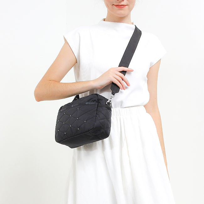 Deluxe Crossbody In Black Quilt Studs