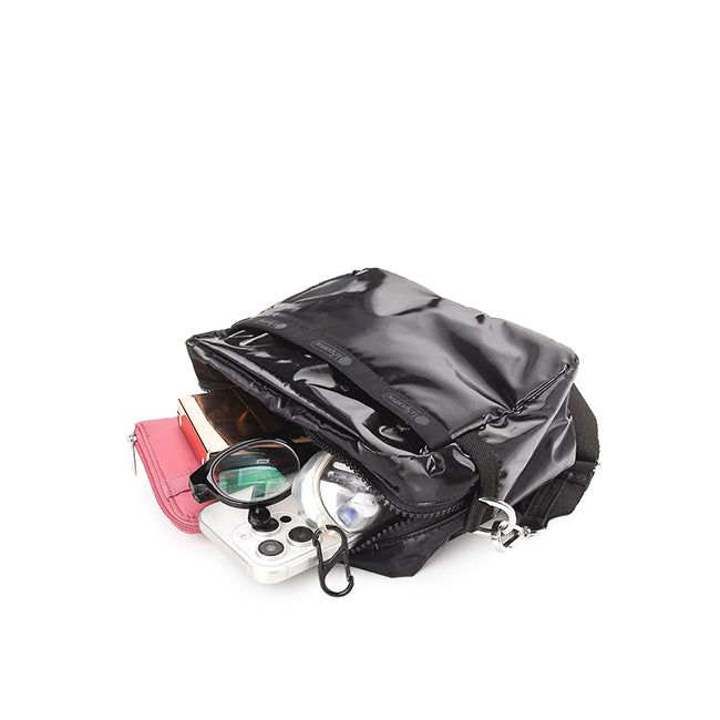 Deluxe Crossbody In Black Shine