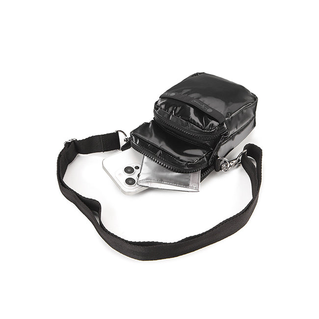 Mini Phone Bag In Black Shine