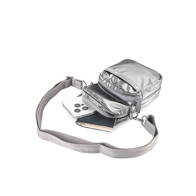 Mini Phone Bag In Gunmetal Gray Shine