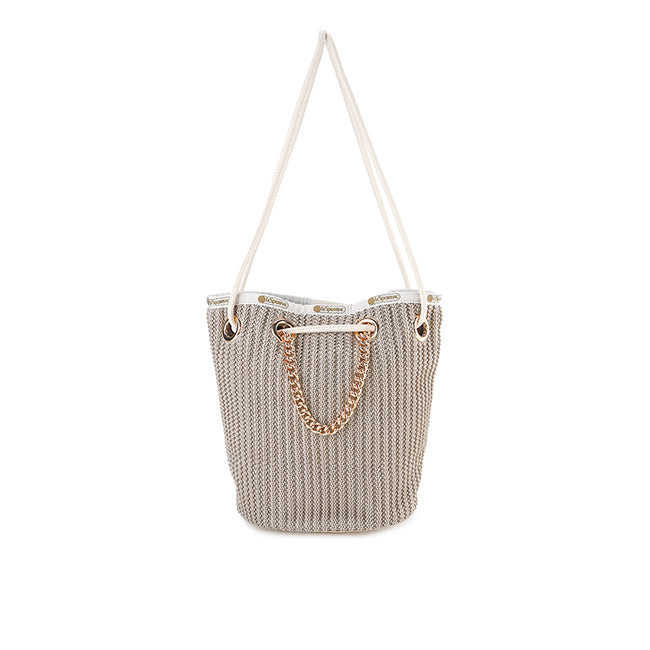Chain Crochet Sm Bucket In Beige Crochet