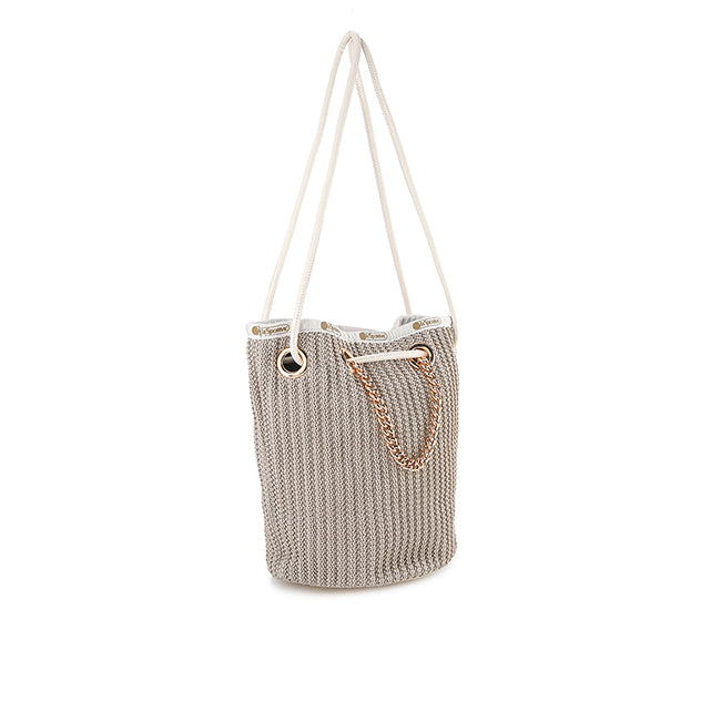 Chain Crochet Sm Bucket In Beige Crochet